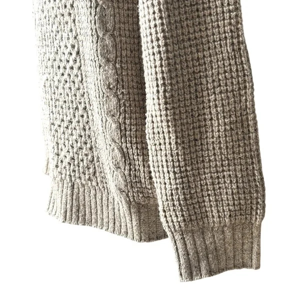Madewell Cable Knit Fisherman's Sweater, Wool/Alpaca Blend in Barley, Men’s L - Picture 5 of 10